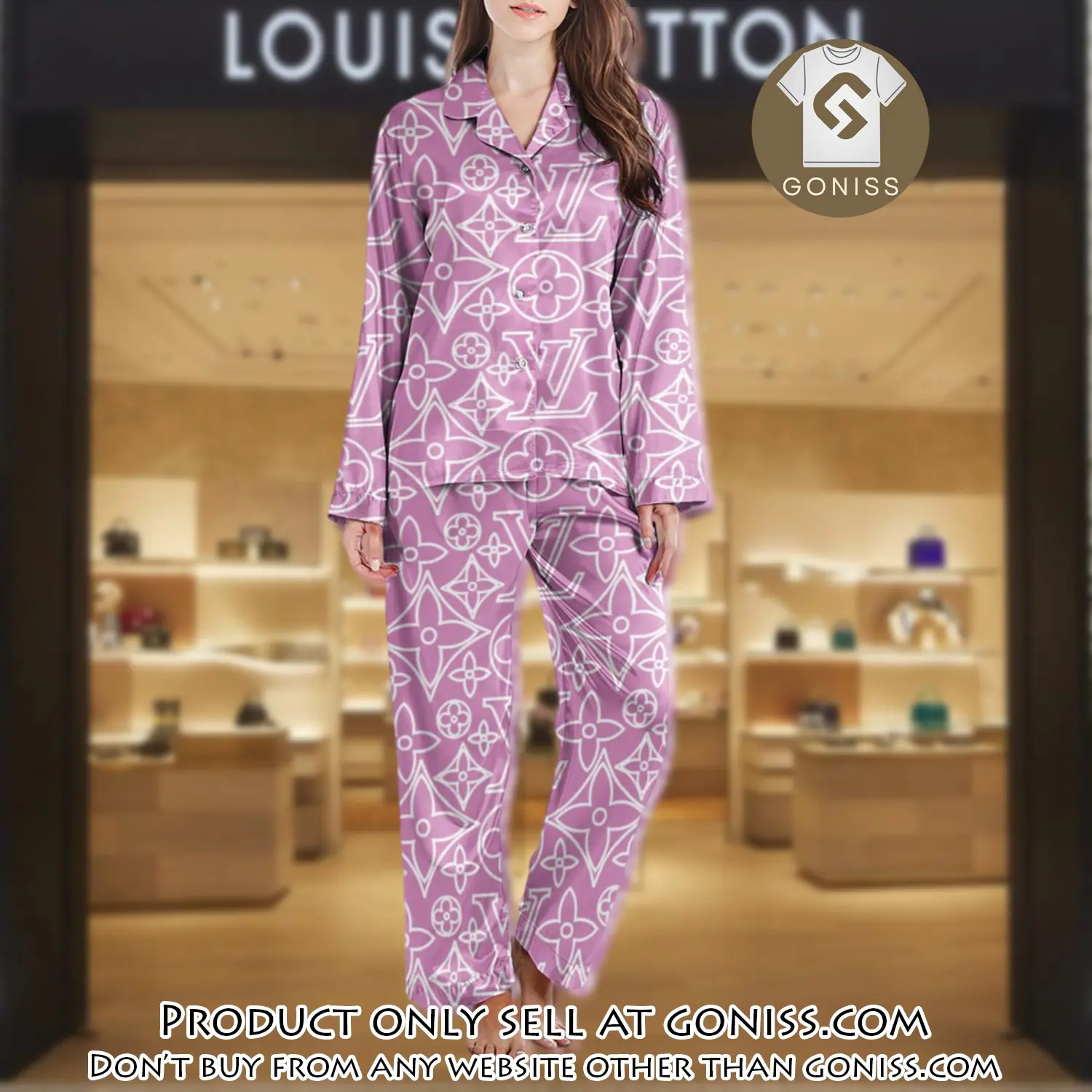 Lv monogram long satin pajama set pjs1029 gn1216750